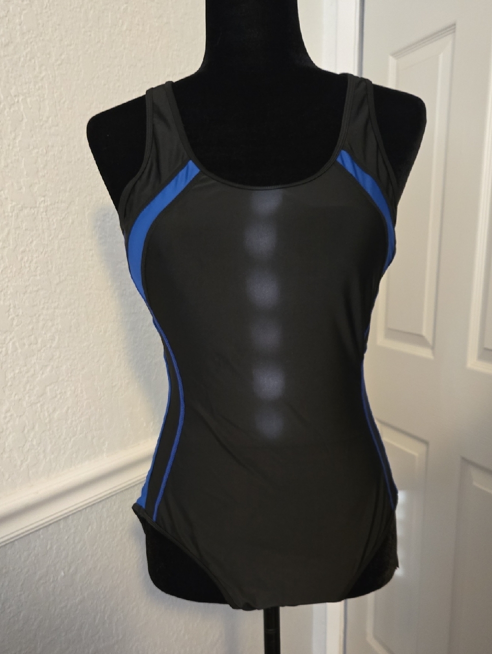 Baleaf Black and Blue One-Piece Athletic Swim Suit NWT